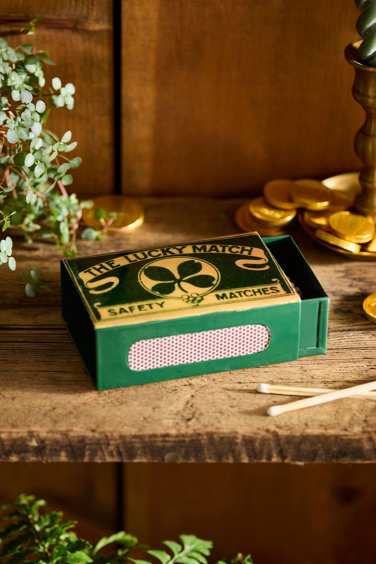 Painted Enamel Matchbox - Green, Standard, S