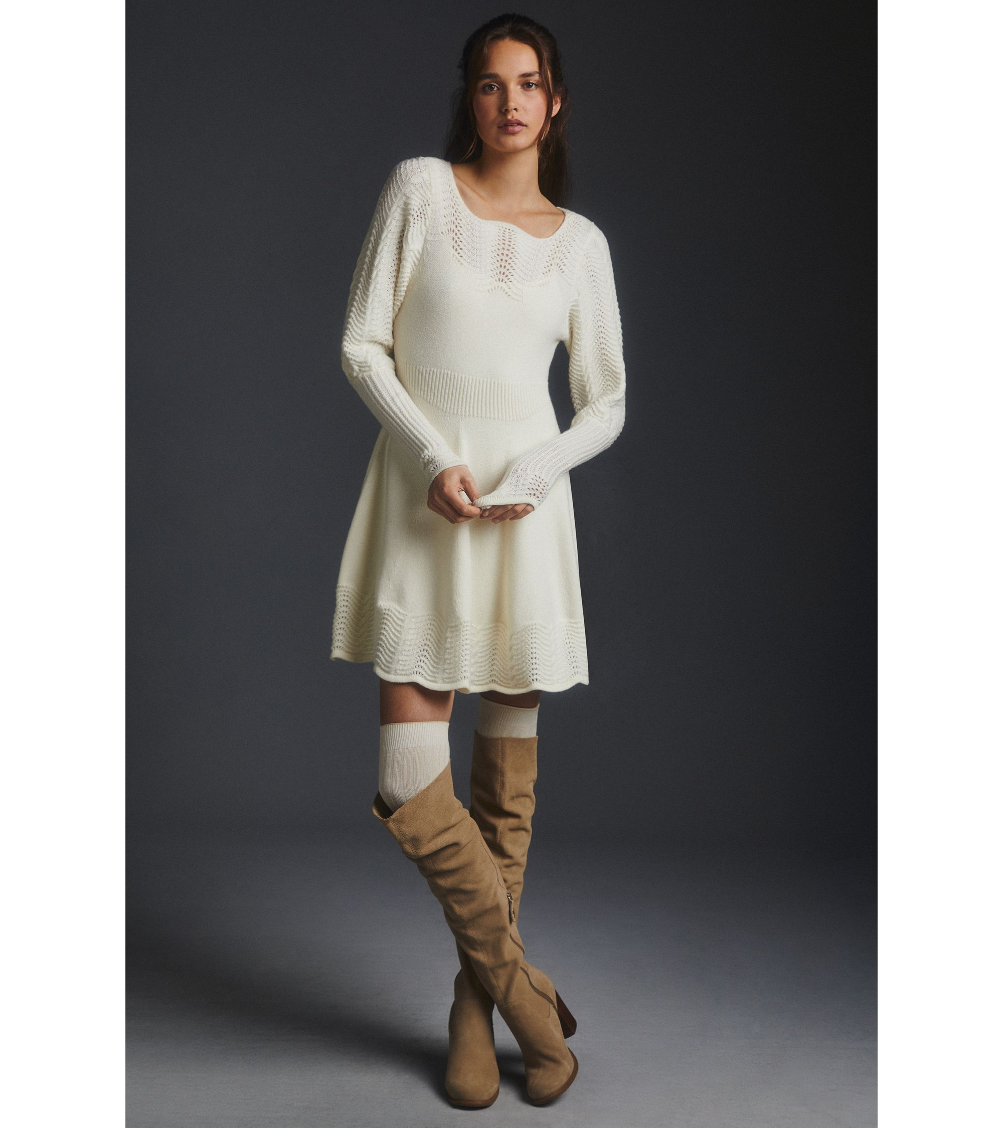 Pointelle Sweater Dress - Image 1