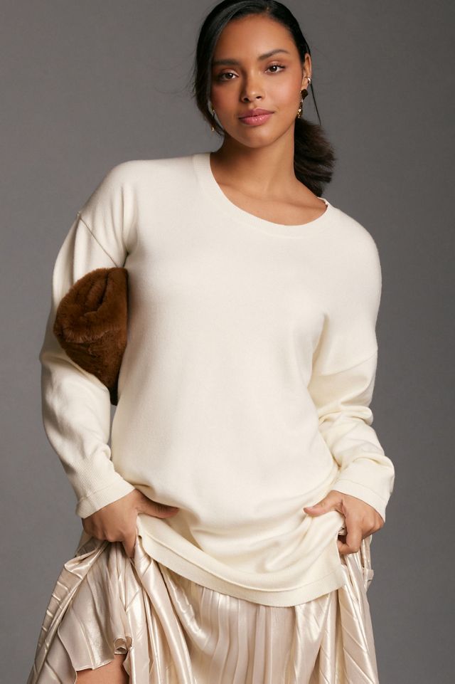 Long-Sleeve Pleated Twofer Sweater Midi Dress #1