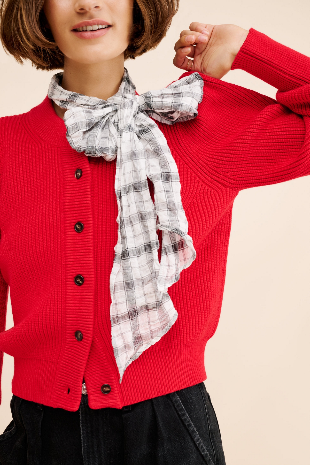 Dolan Ribbed Bow Cardigan