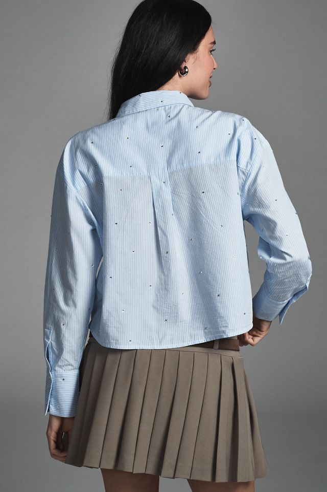 Maeve Patch Pocket Cropped Buttondown Shirt #1