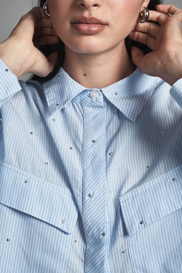 Maeve Patch Pocket Cropped Buttondown Shirt #2