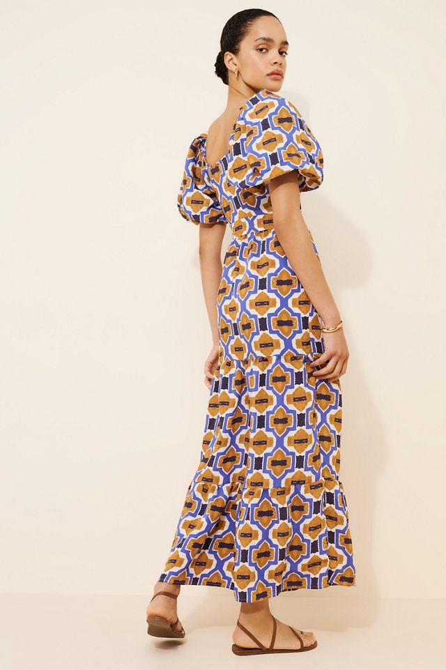 Woven Printed V-Neck Maxi Dress #1