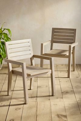 Knoll Slatted Teak Dining Chairs, Set of 2