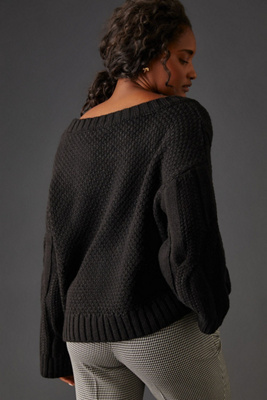 Maeve Wide Neck Oversized Cable Knit Sweater Secondhand | Anthropologie