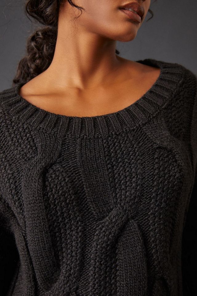 Maeve Wide Neck Oversized Cable Knit Sweater #2