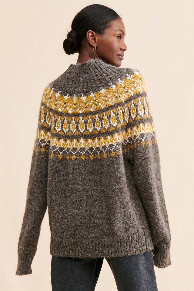 Moon River Fair Isle Mock Neck Sweater #1