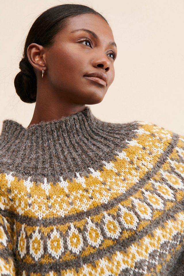 Moon River Fair Isle Mock Neck Sweater #2