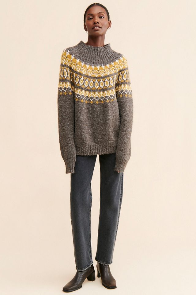 Moon River Fair Isle Mock Neck Sweater #3