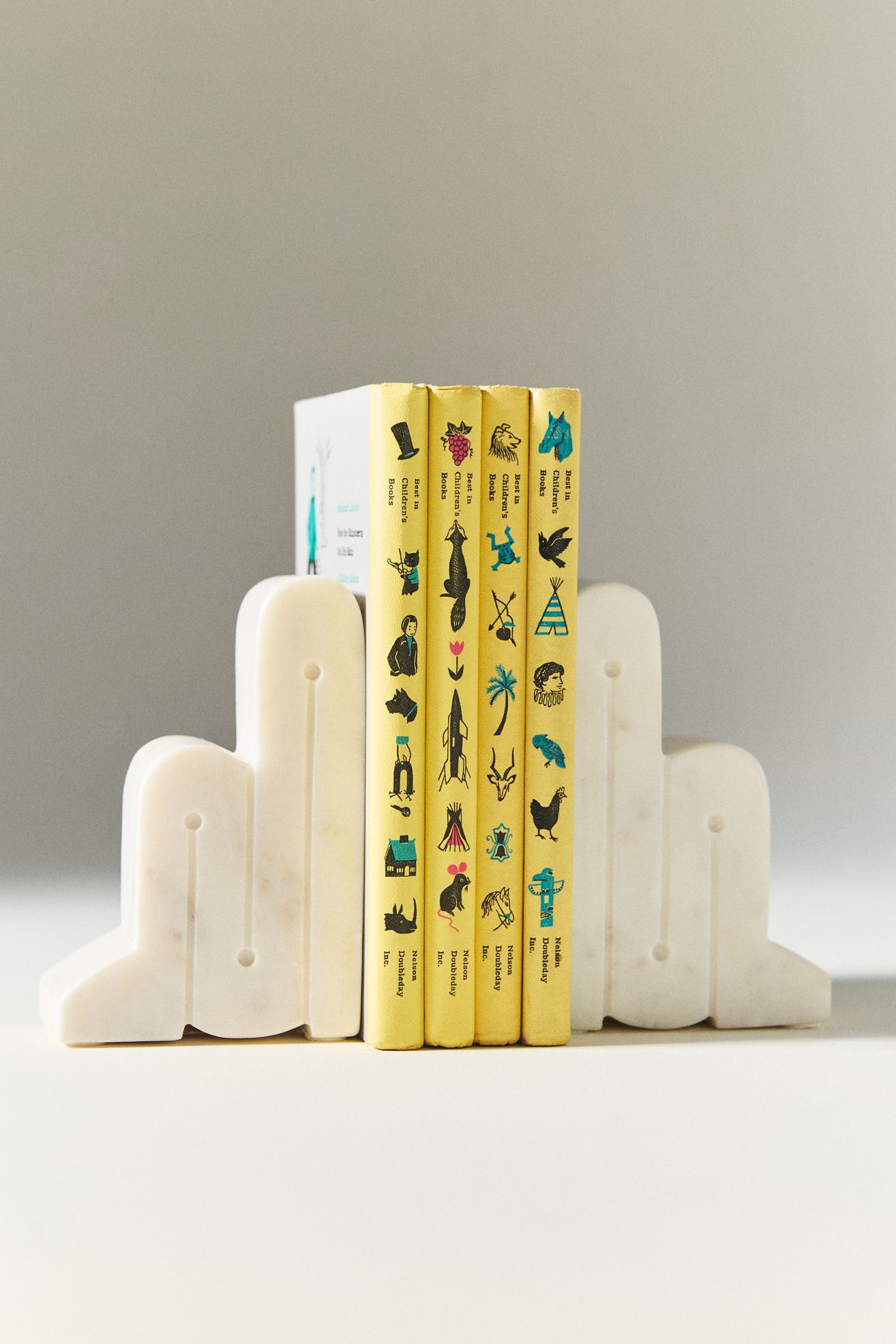 Marble Serica Bookends - White Marble, Assorted