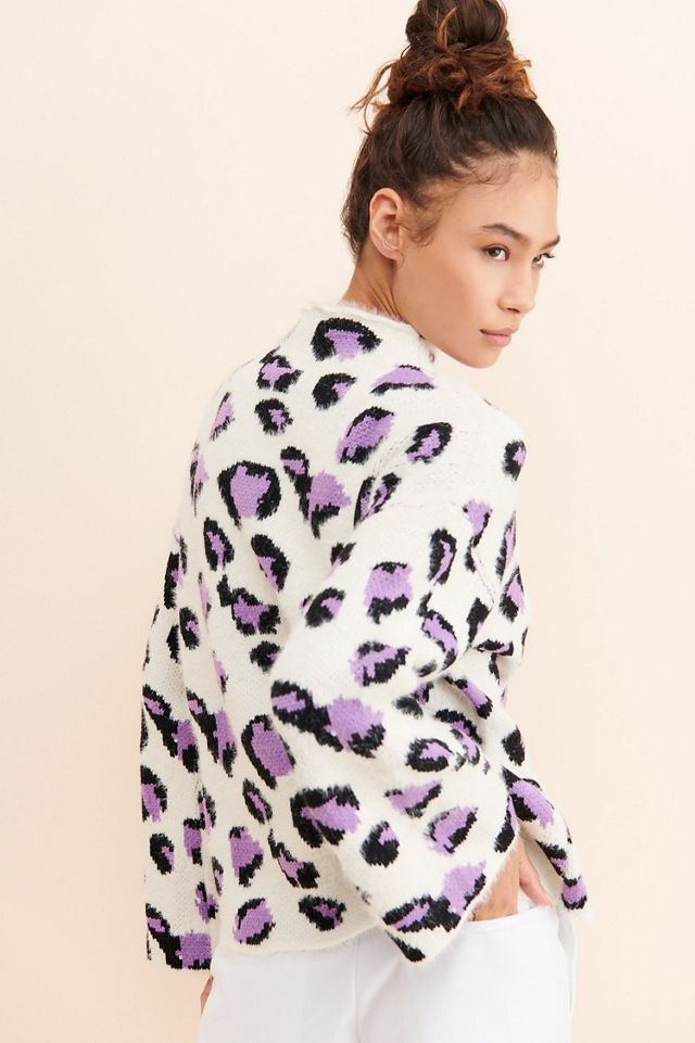 Moon River Leopard Funnel Neck Sweater #4
