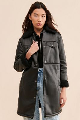 Avec Les Filles Oversized Vegan Leather Shirt Jacket