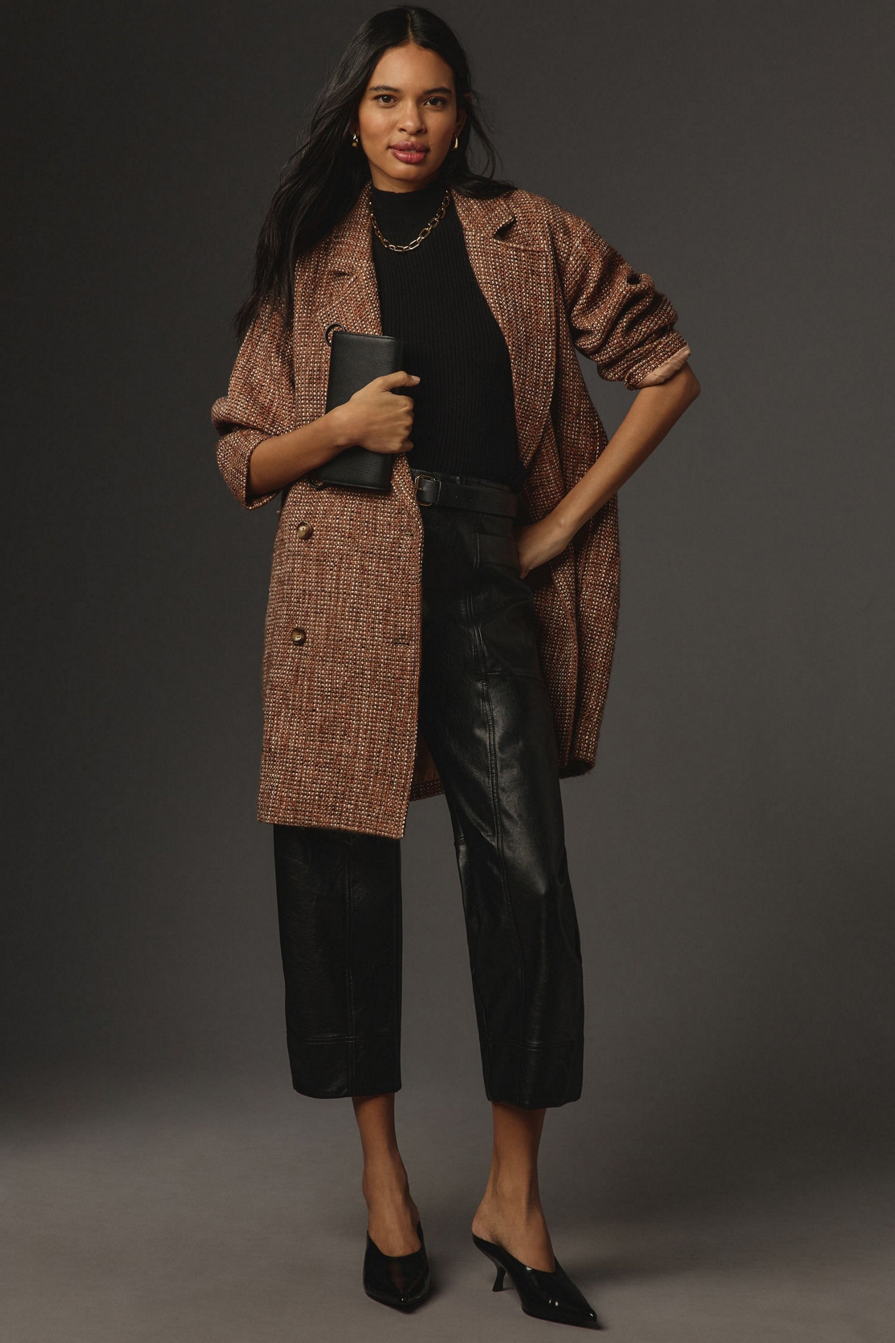 Pilcro Tweed Cocoon Coat