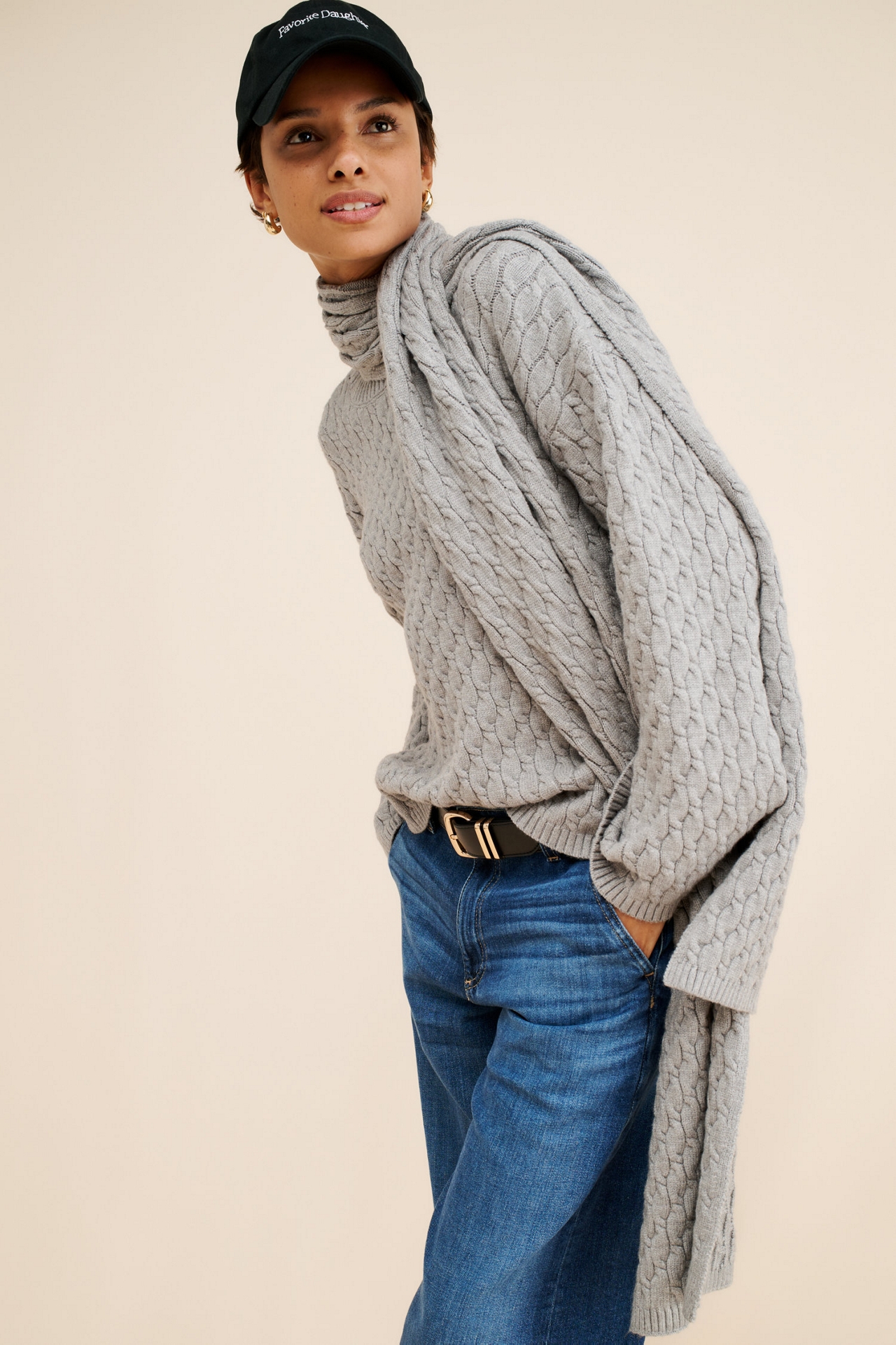4th & Reckless Gabriel Cable Knit Twofer Sweater