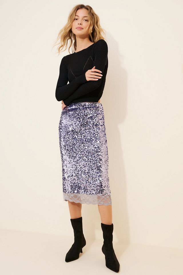 Sequin Lace Midi Skirt #1