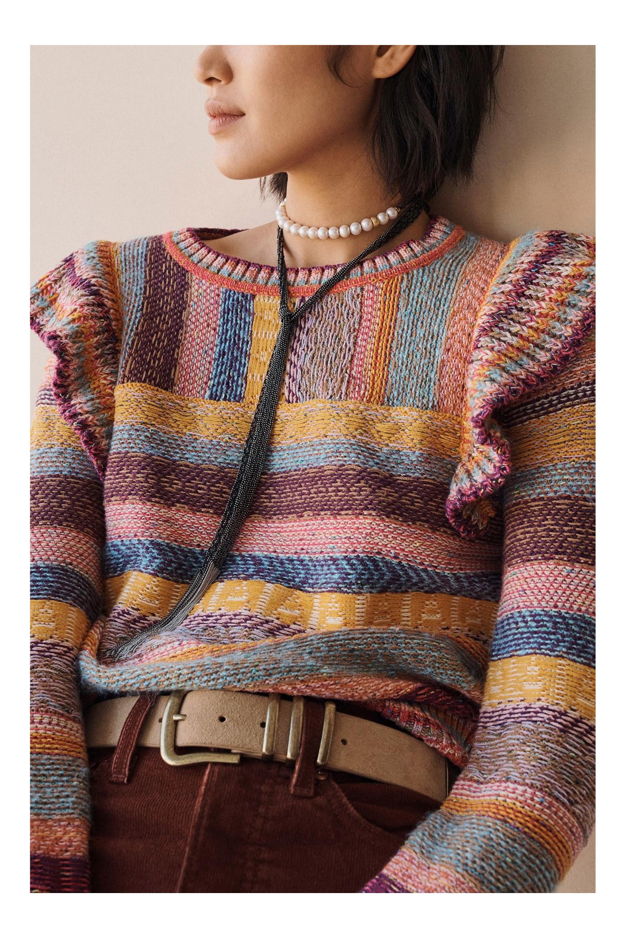 Pilcro Ruffled Sweater