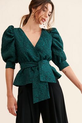 Hutch Jacquard Wrap Blouse