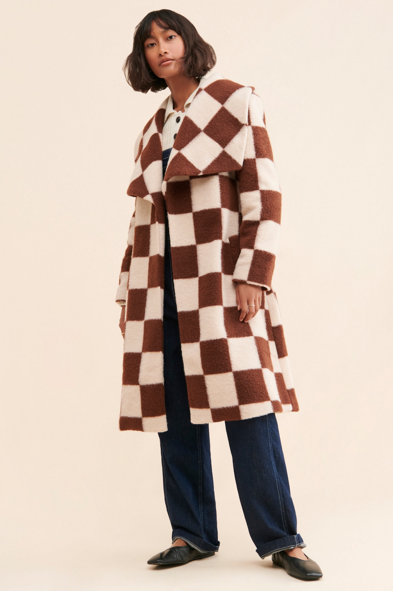 Hutch Checkerboard Fuzzy Overcoat