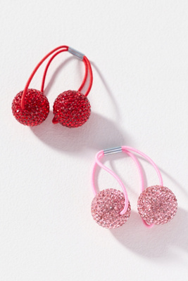 Kitsch Embellished Bubble Hair Ties, Set Of 2 In Red