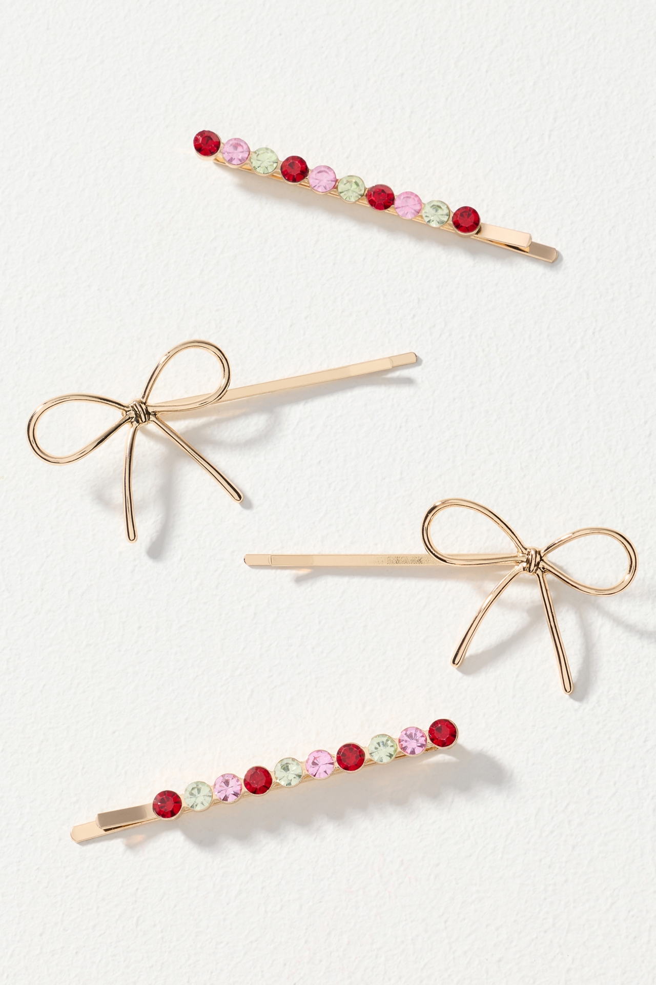 KITSCH Gem & Bow Bobby Pins, Set of 4