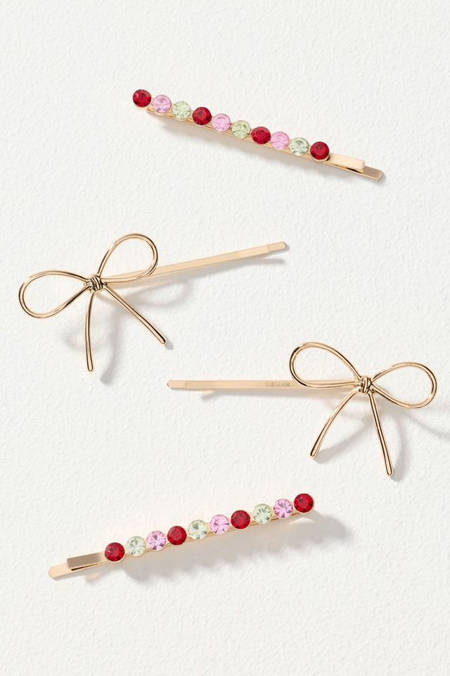 KITSCH Gem & Bow Bobby Pins, Set of 4 #1