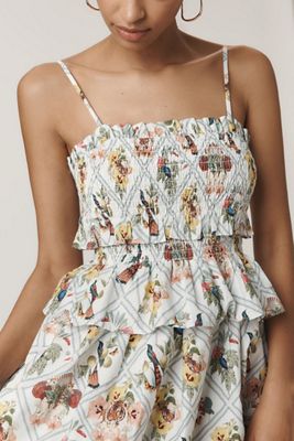 Samant Chauhan Square-Neck Floral Embroidered Mini Dress | Anthropologie