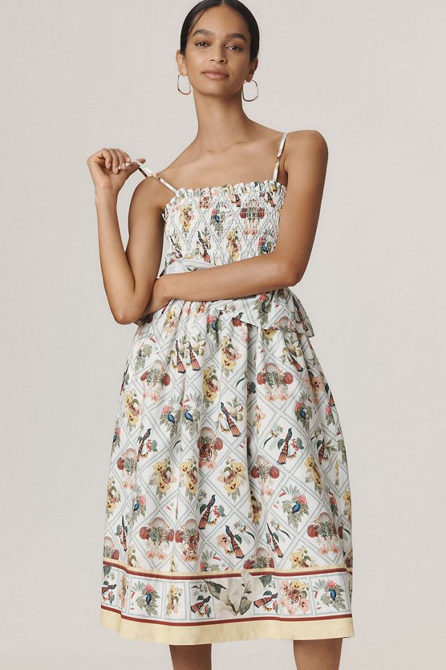 Smocked Peplum Midi Dress #1