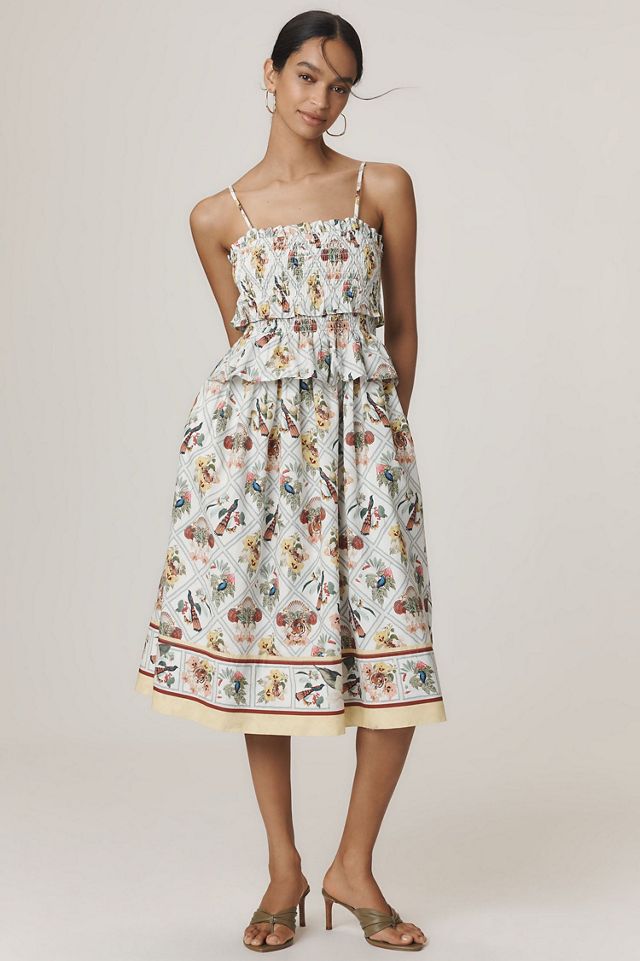 Smocked Peplum Midi Dress #2