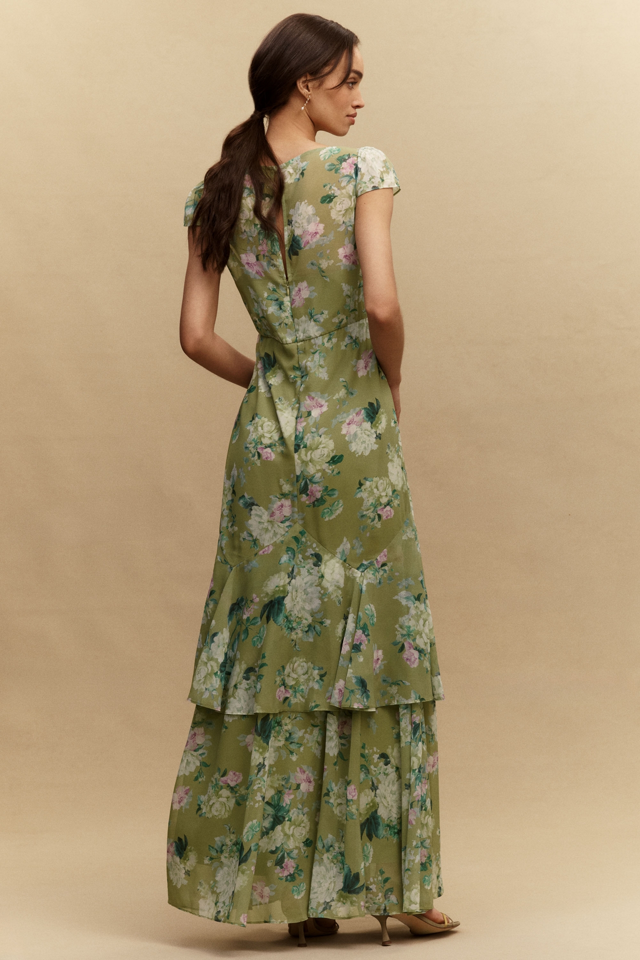 BHLDN Margot Cap-Sleeve Chiffon Maxi Dress