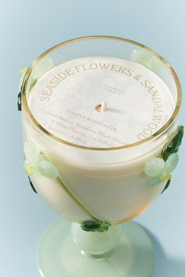 Vined Floral Seaside Flowers & Sandalwood Glass Candle #3