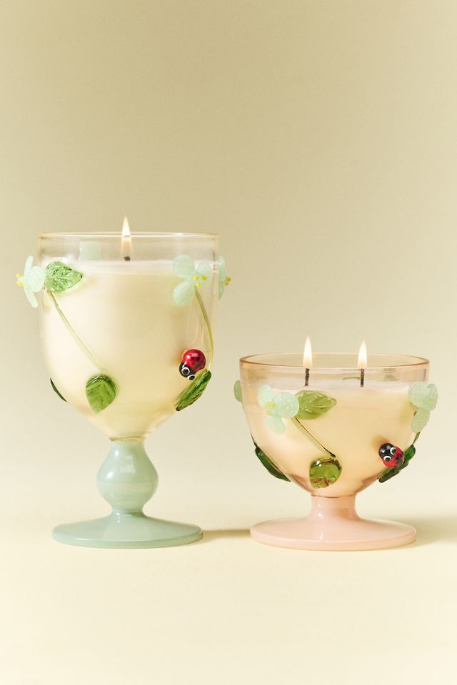 Vine Floral Wildflower Bouquet Glass Candle #1