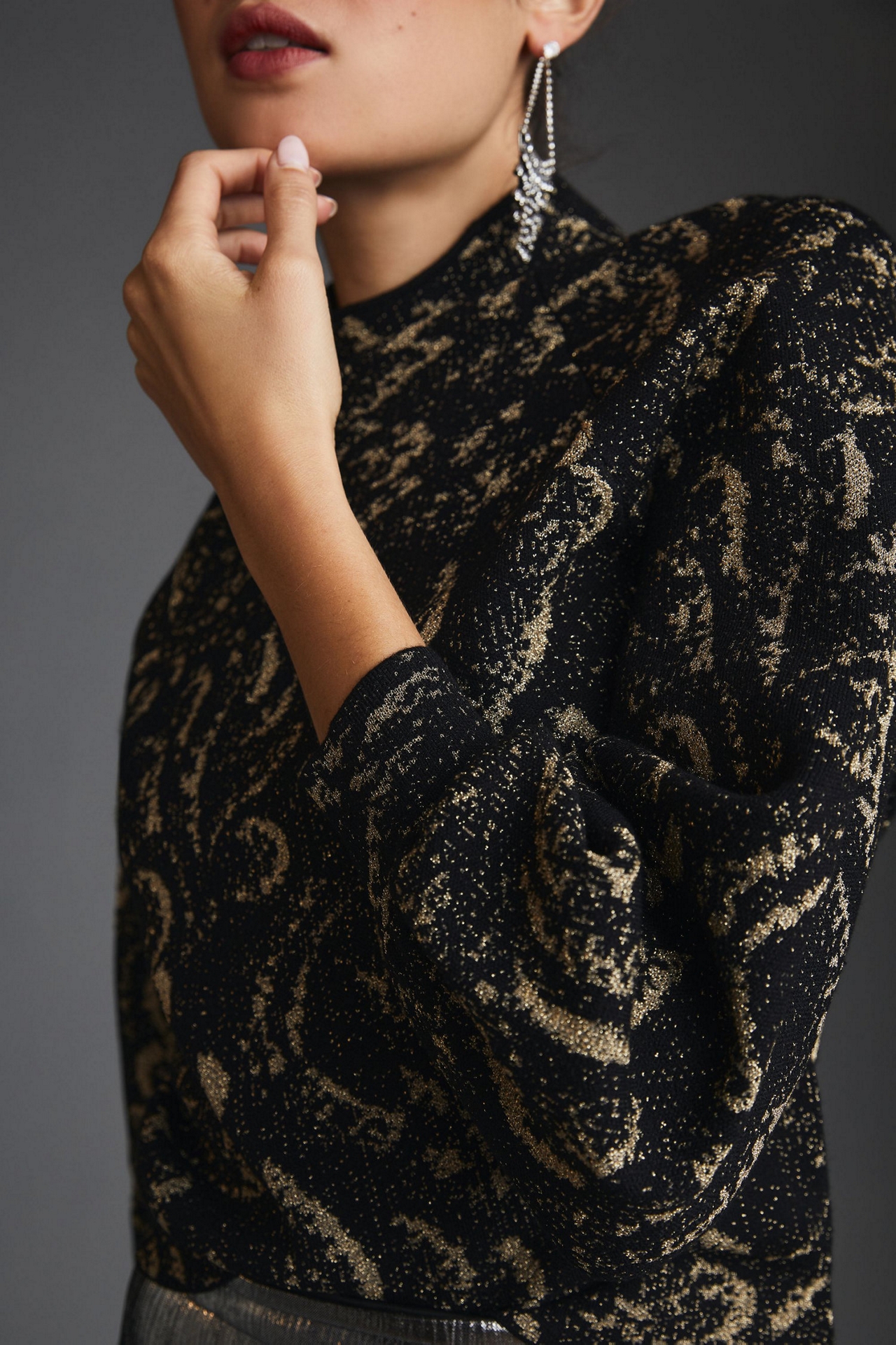 Floral Mock Neck Sweater