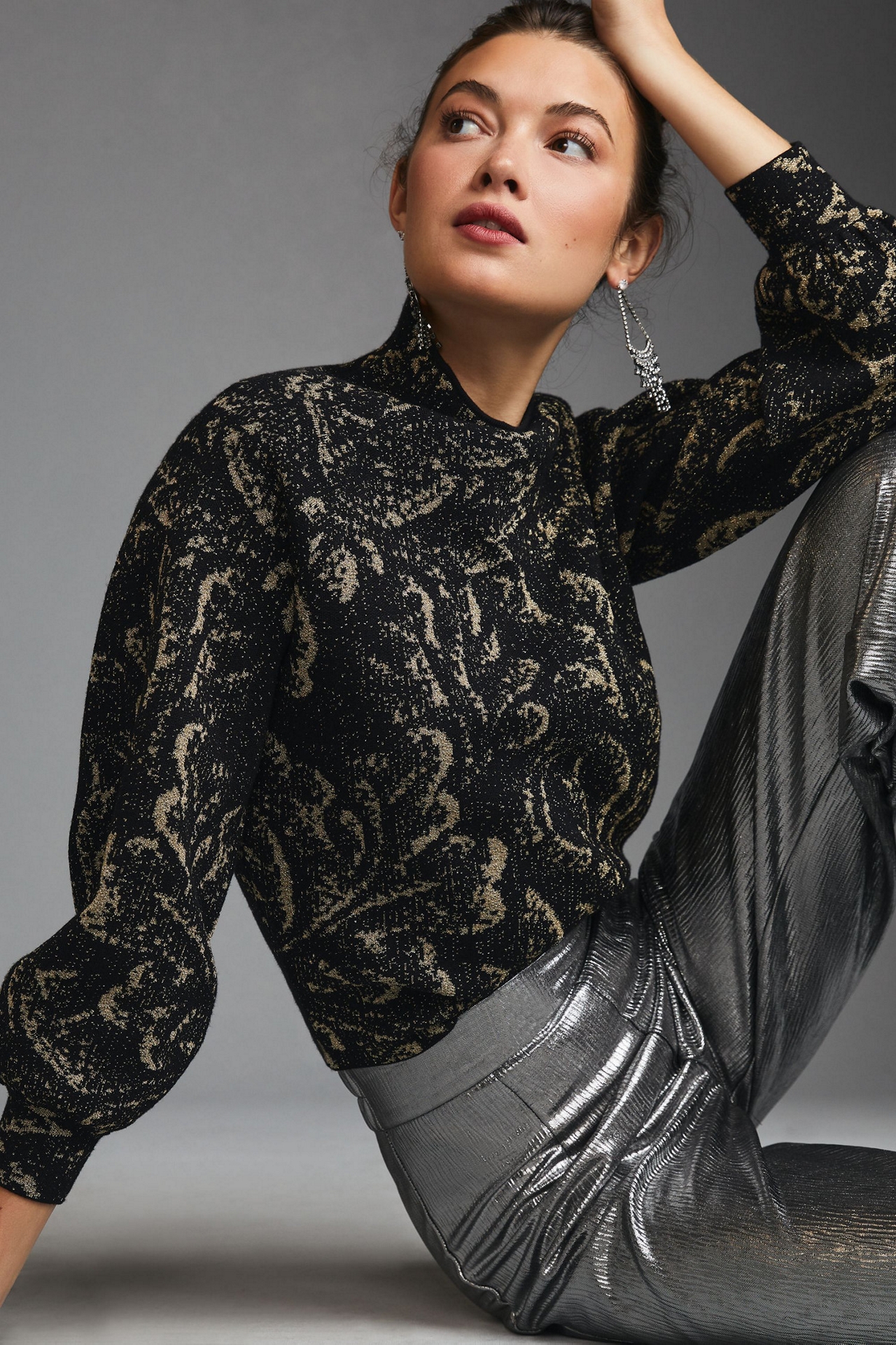 Floral Mock Neck Sweater