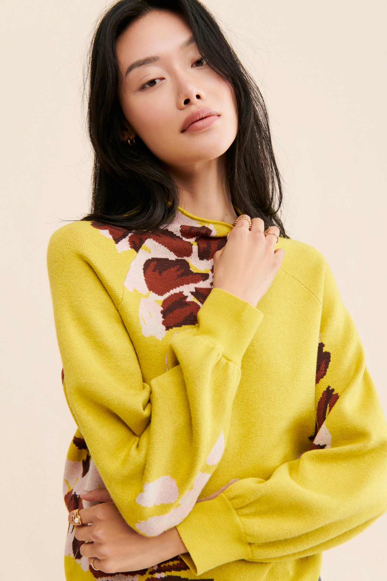 Floral Mock Neck Sweater
