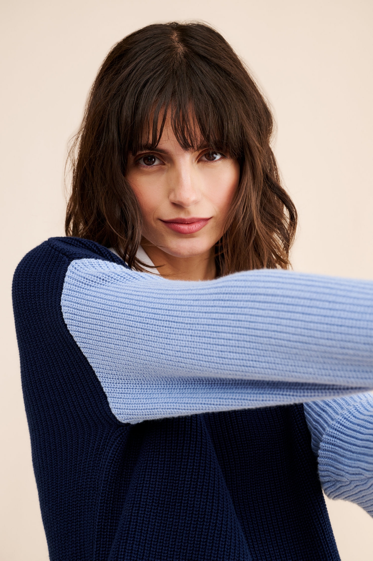 525 Twofer Collared Pullover Sweater