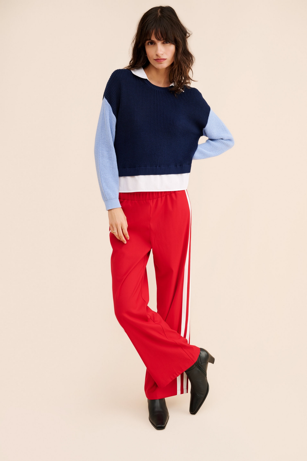 525 Twofer Collared Pullover Sweater