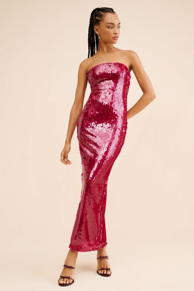 If By Sea Sequined Strapless Maxi Dress #3
