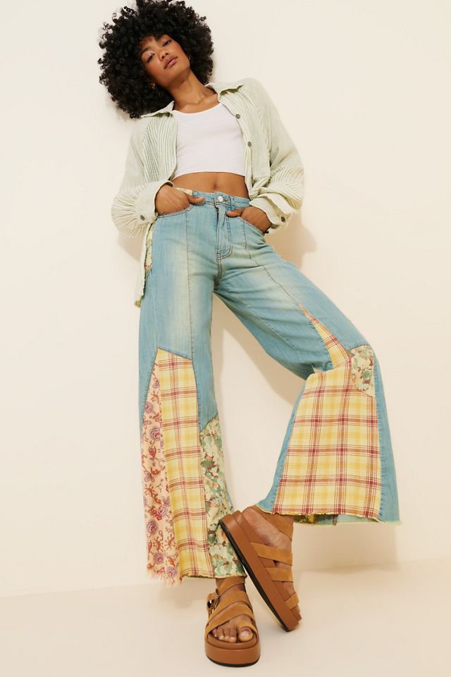 Pilcro The Adi Mid-Rise Relaxed Flare Jeans: Patchwork Edition #4