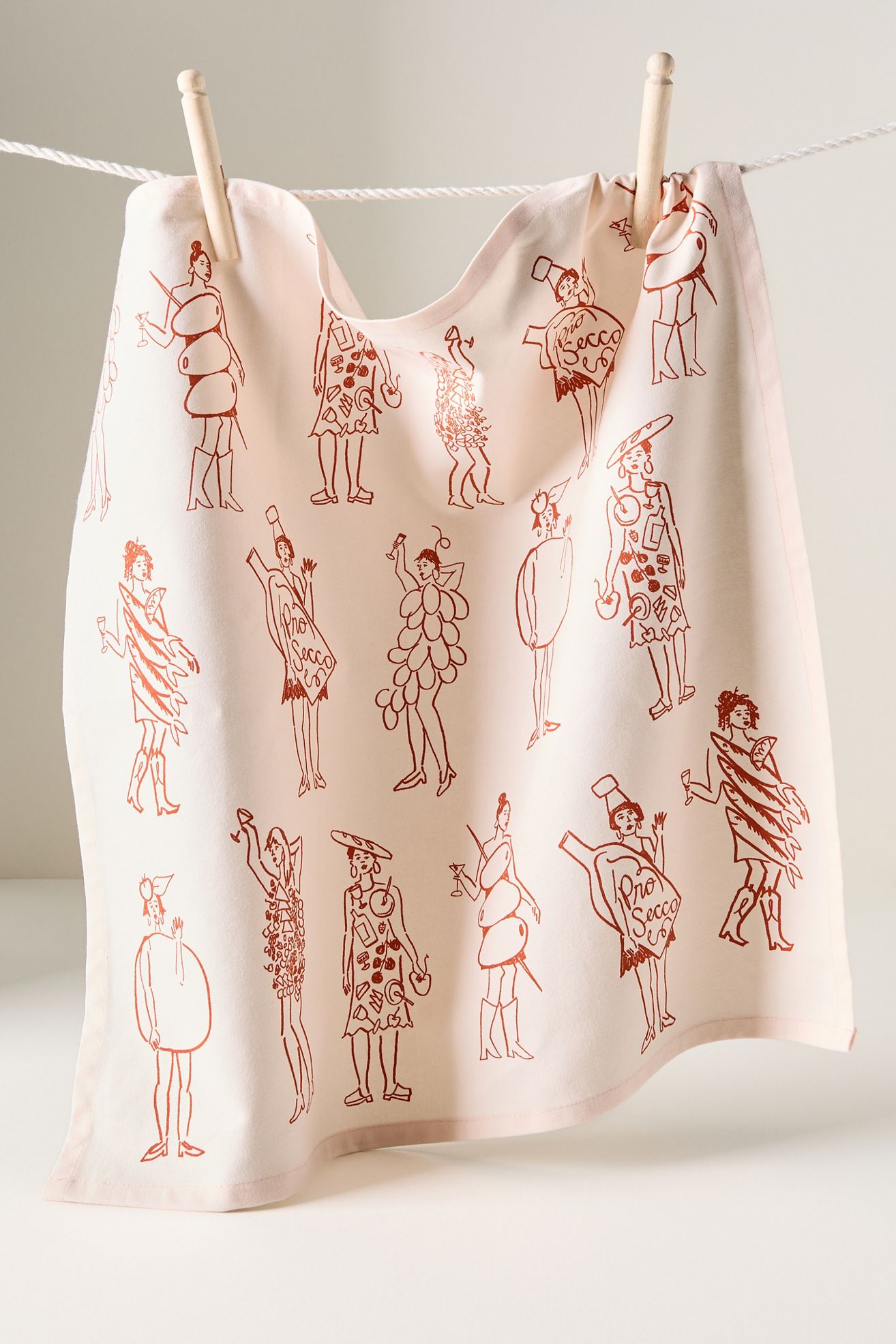 Phthalo Ruth x Julie Peach Dinner Girls Dish Towel - Peach, One Size