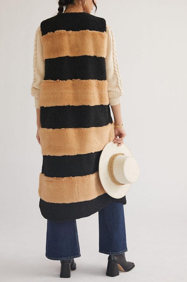 Striped Faux Fur Vest #1