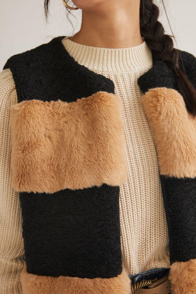 Striped Faux Fur Vest #2