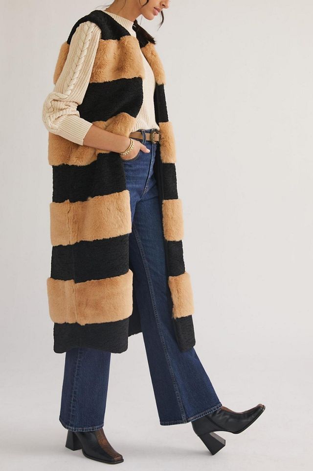 Striped Faux Fur Vest #3