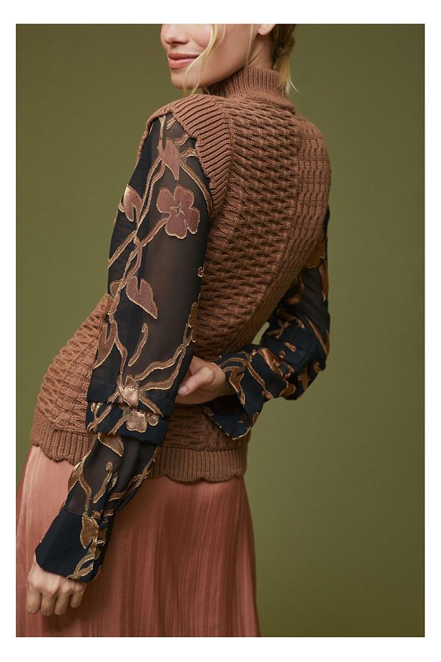 Current Air Floral Contrast Turtleneck Top #3