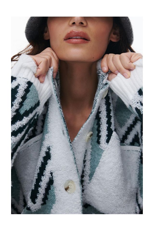 Flat White Zig-Zag Sherpa Jacket #1