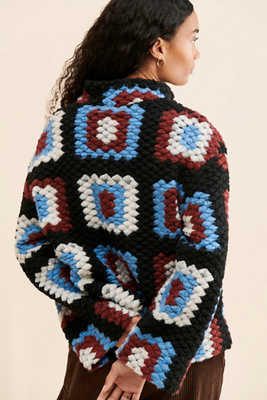 Damson Madder Agnes Crochet Half-Zip Pullover | Anthropologie