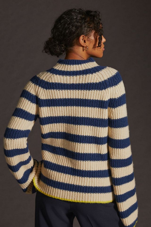 Maeve Mock Neck Striped Sweater #4