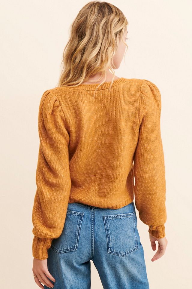 525 Cable Knit Puff-Sleeve Cardigan #2