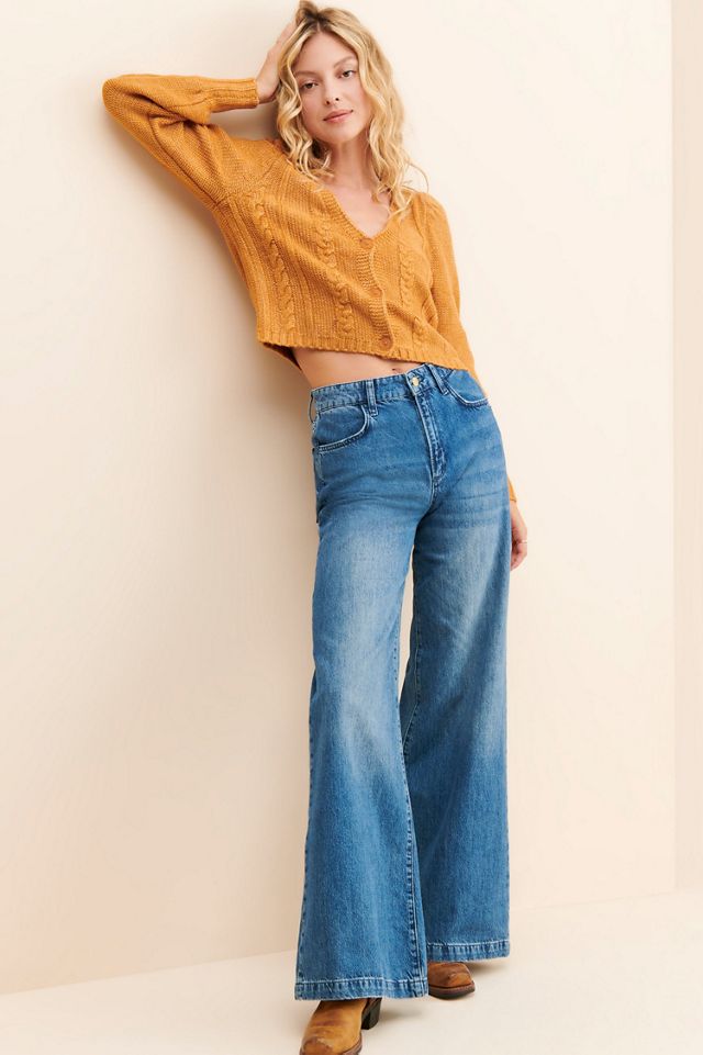 525 Cable Knit Puff-Sleeve Cardigan #1