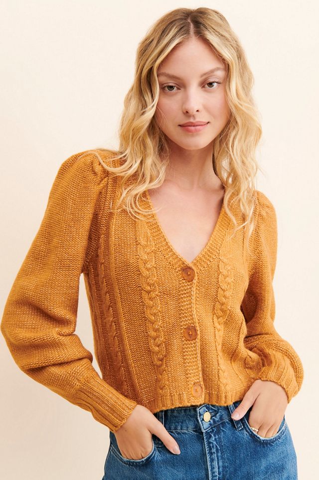 525 Cable Knit Puff-Sleeve Cardigan #4