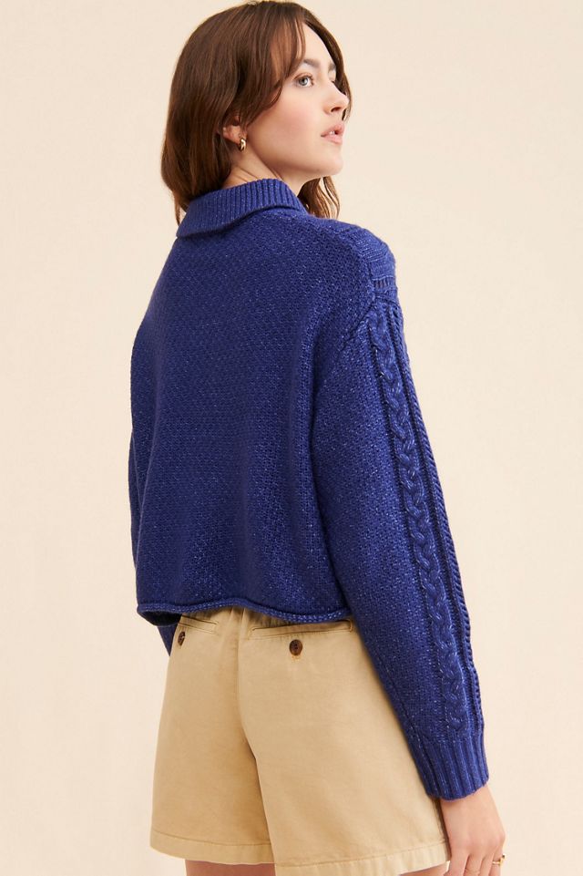 525 Cable Knit Polo Pullover #1
